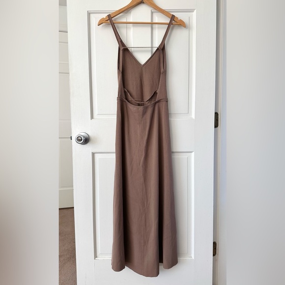 ZARA Backless Tan Knit V-neck Maxi Dress Strappy Open Back Size S - Picture 4 of 10